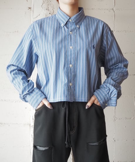 Remake Ralph Lauren Stripe Short Shirts BLNVWH