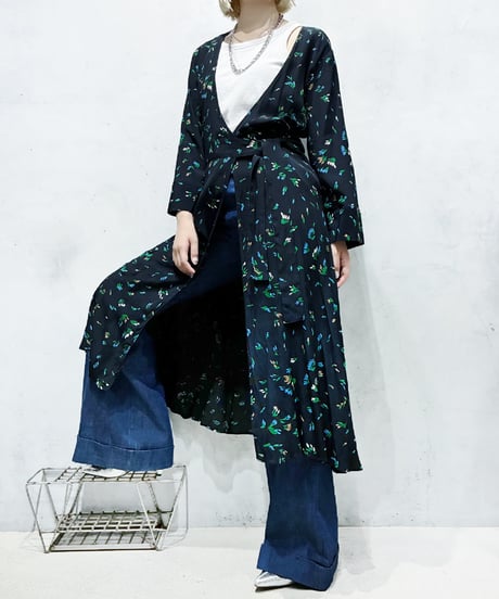GANNI Flower Pattern Wrap Dress BK