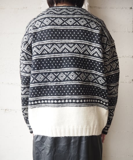Boat Neck Nordic Sweater BKWH