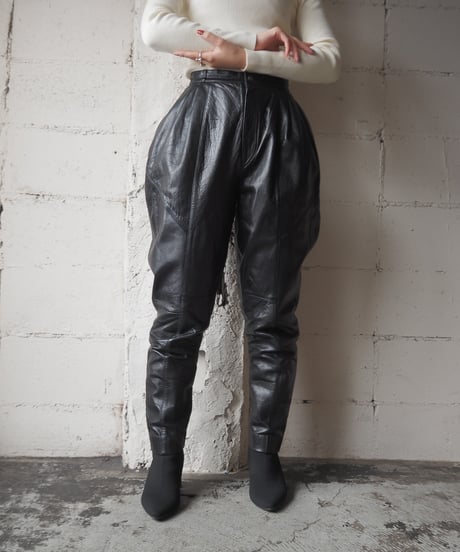 Leather Tuck Pants BK
