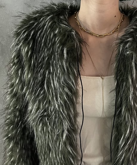 Fake Fur Mix Color Jacket GNWH
