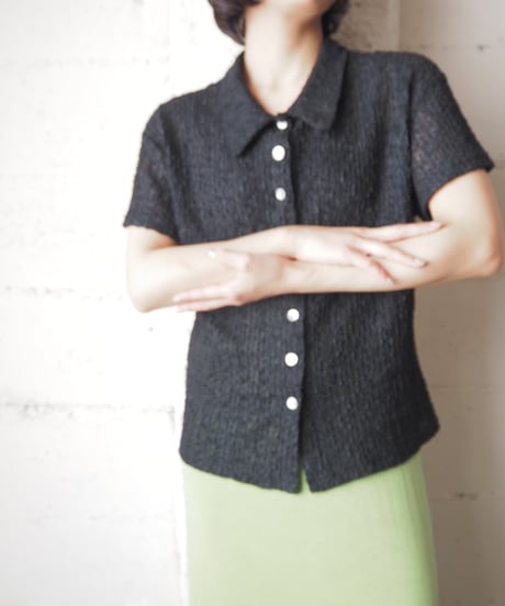 Short Sleeve Lace Blouse BK
