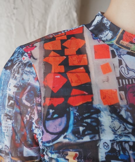 Pattern Sheer Bodysuit BLRE