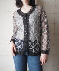 Tape Embroidery Sheer Cardigan BKSV