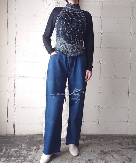 American Sleeve Sequin Vest BK