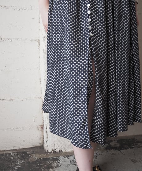 Fine Geometric Print Button Front Dress NV WH