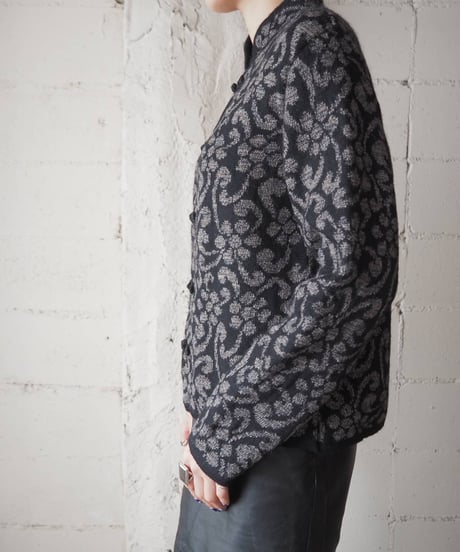 Botanical Pattern China Cardigan BKGR