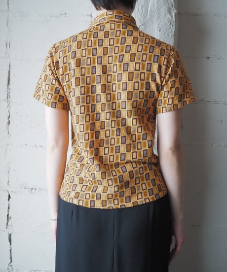 1970's MONTGOMERY WARD Geometric Pattern Knit Shirt ORBR