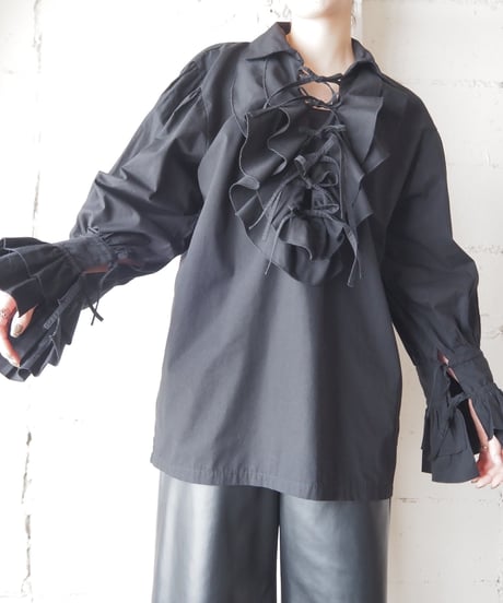 Frill×Ribbon Volume Blouse BK