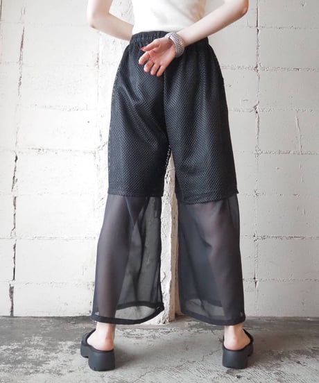 Mesh × Sheer Remake Pants BK