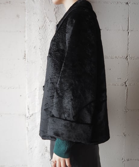 Big Collar Short Flare Jacket BK