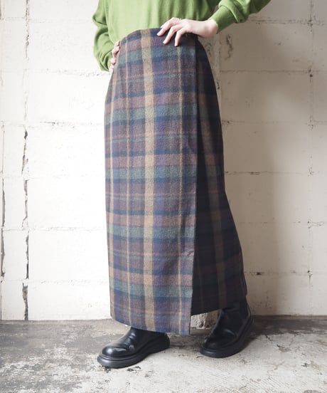 Wrapped Check Tight Skirt KABR