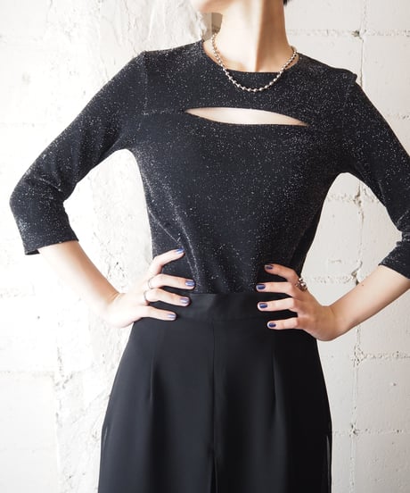 Front Slashed Glitter Cutsewn BKSV