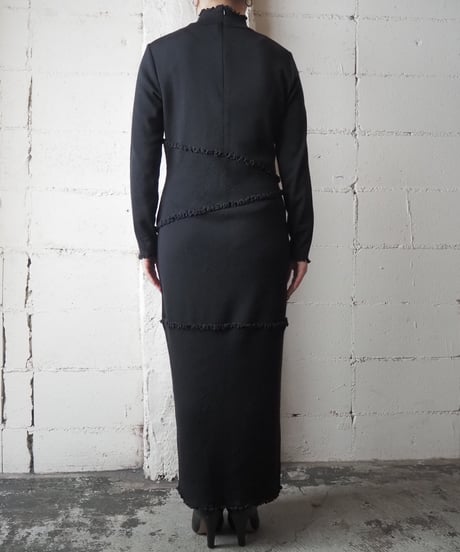 Mock Neck Mellow Design Knit Dress BK