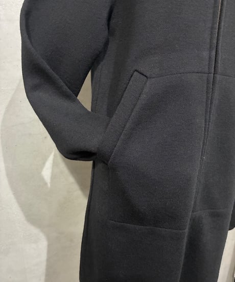 agnes b. PRESTIGE Zipup Wool Hoodie Dress BK
