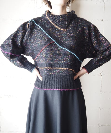 Mix Color Raffle Design Knit  BKPIBL