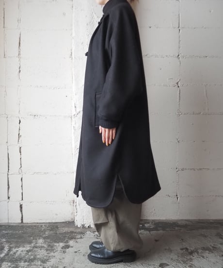 Standcollar Dolman Sleeve Wool Coat BK