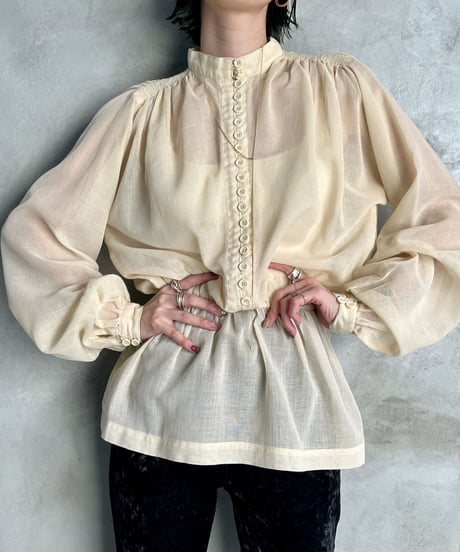 Many Button Gather Design Blouse IV