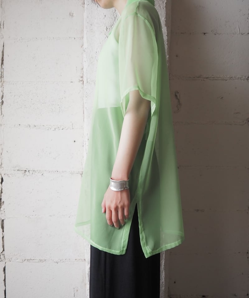 Short Sleeve Sheer Shirt YGN | Orfeo