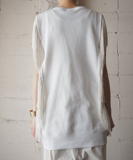 【Orfeo REMAKE】fringesweat vest WH