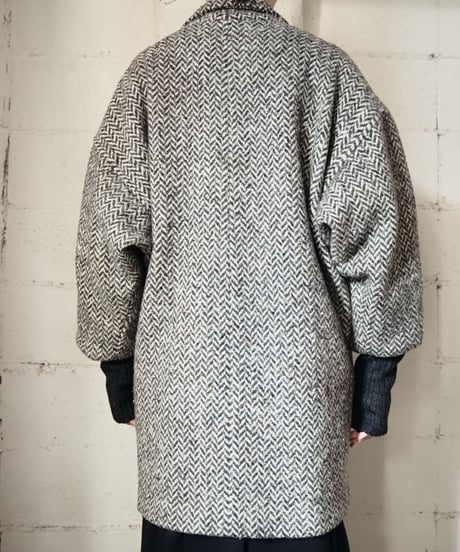 Volume Sleeve Tweed Coat BKIV