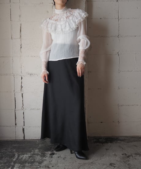 GUNNE SAX Lace Yoke Stand Collar Blouse WH