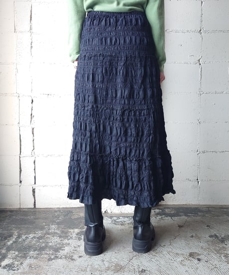Shirring Tiered Skirt BK