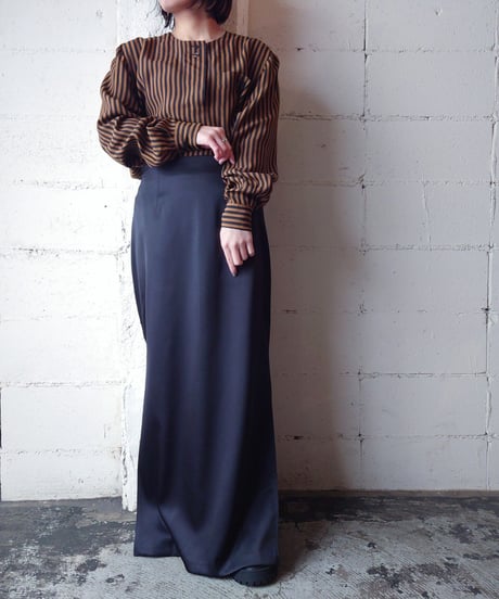 Collarless Stripe Blouse BRBK