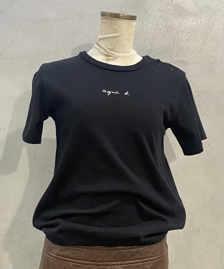 agnes b Shoulder Button Tee BK