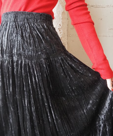 Velour Tiered Skirt BK