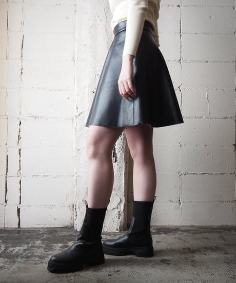 MSGM Leather Flared Skirt BK