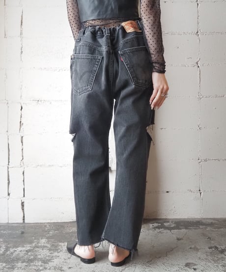 REMAKE Levi's505 Crashed Big Denim BK