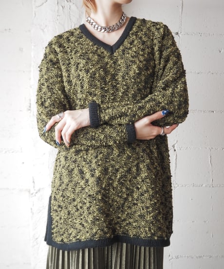 Mix Yarn V Neck Sweater YEBK