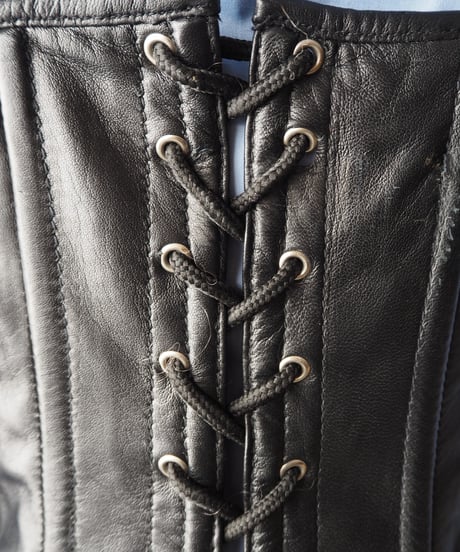 Lace Up Leather Corset BK