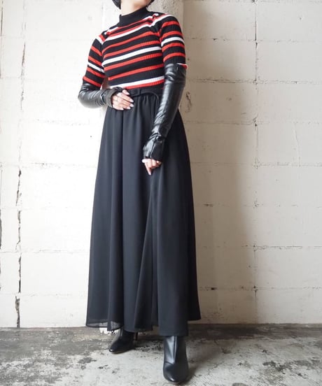 Sheer Layered Easy Flare Skirt BK