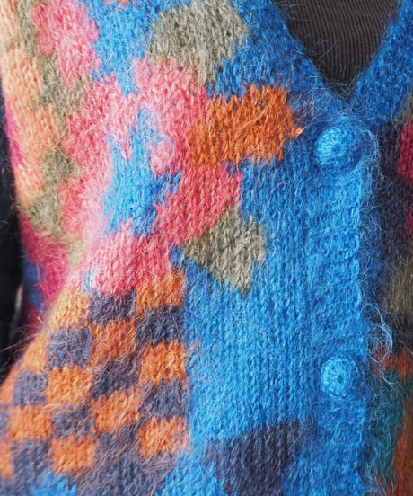 Pattern Mohair V Neck Cardigan BL