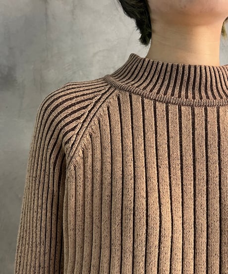 Mock Neck Rib Design Knit BE