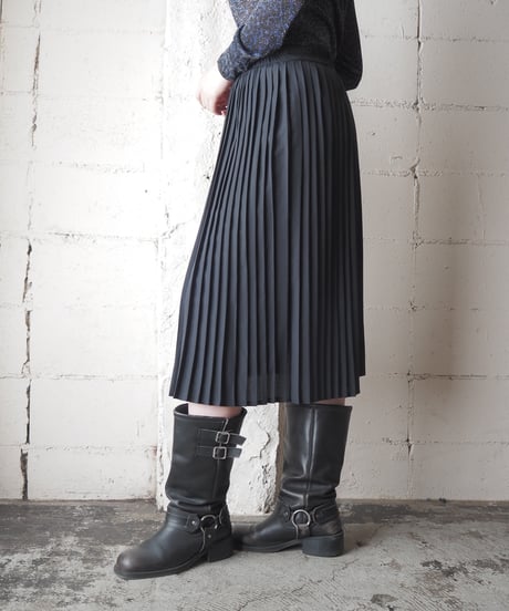 Polyester Pleated Easy Skirt BK