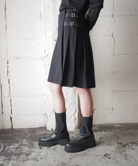 JILSANDER Pleated Wrap Mini Skirt BK
