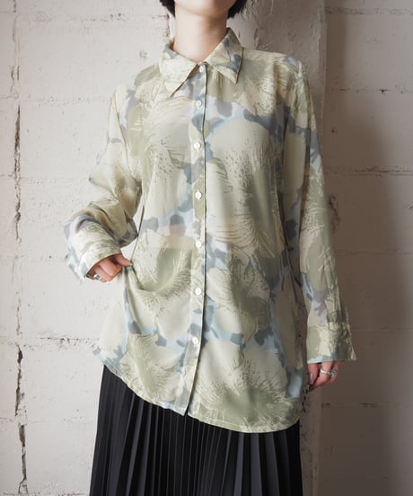 Flower Pattern Sheer Shirt YEGN