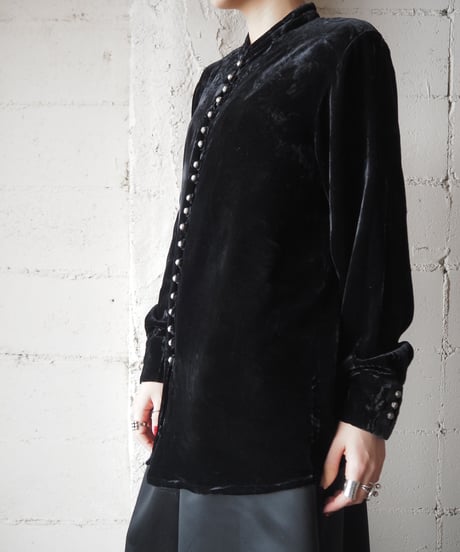 Velour Many Button Shirt BK