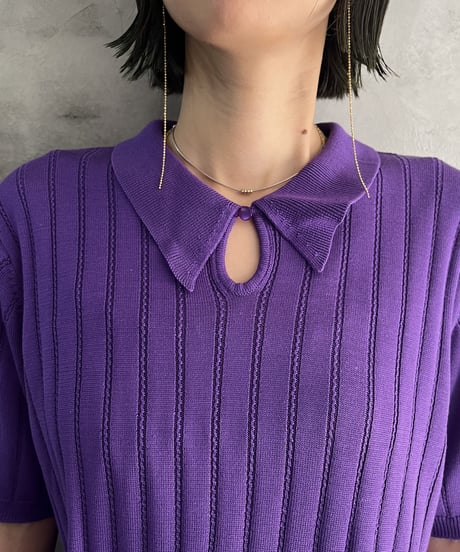 Rib Collar Silk Shirt PUR