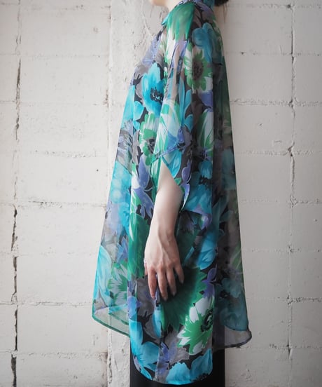 Flower Pattern Sheer Big Shirt LBLGN