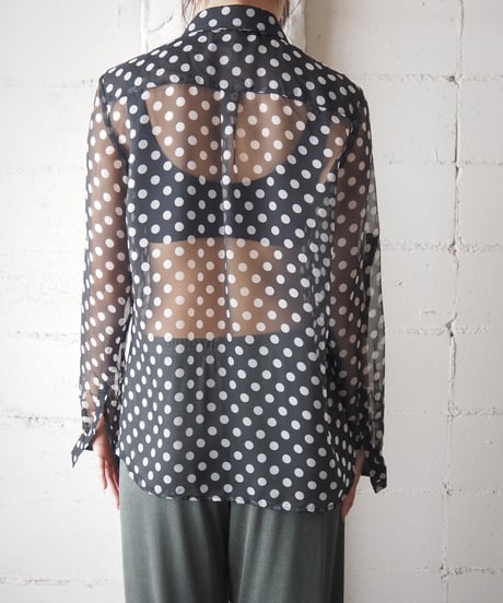 Sheer Dot Long Sleeve Shirt BKWH