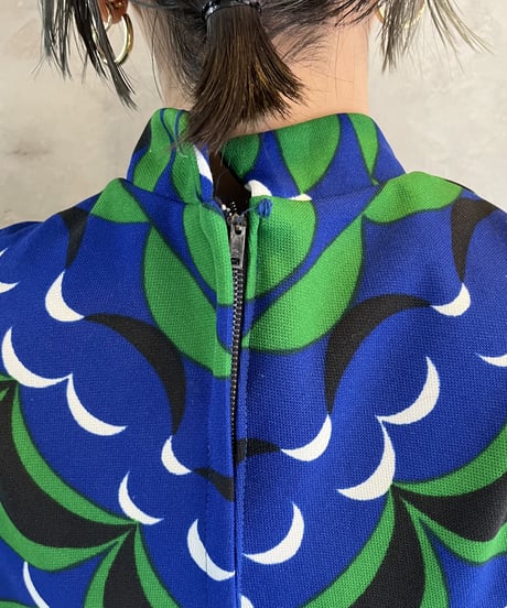 Psychedelic Pattern No Sleeve Dress BLGN