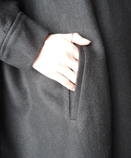 Front Top Button Wool Cape Coat BK