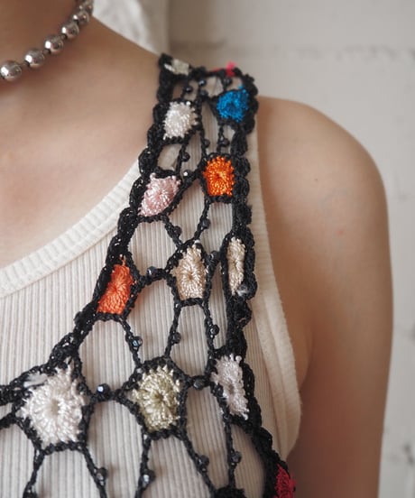Colorful Crochet Sleeveless Tops BK