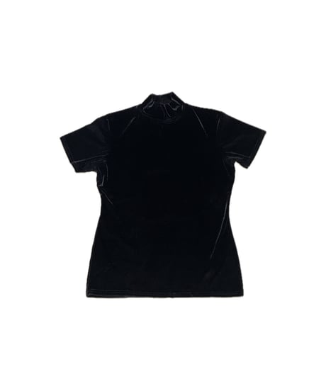 S/S Mock Neck Velour Tops BK