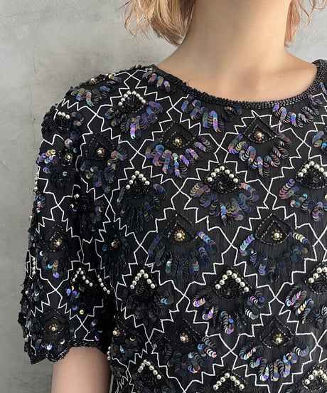 Pattern Design Sequin Blouse BKPUR