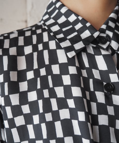 agnes b. Patterned Shirt BK WH